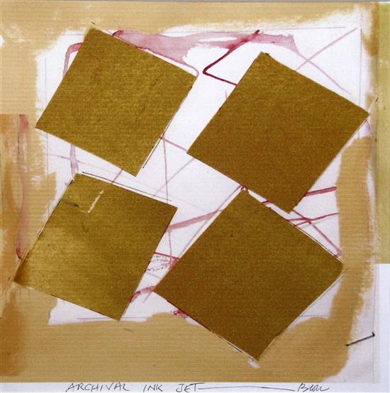 Sandra Blow (1925-2006) Ochre Squares / Red, 11.5 x 11.5in.